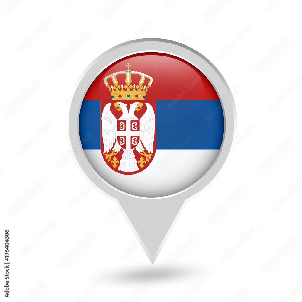 Serbia Flag Round Pin Icon