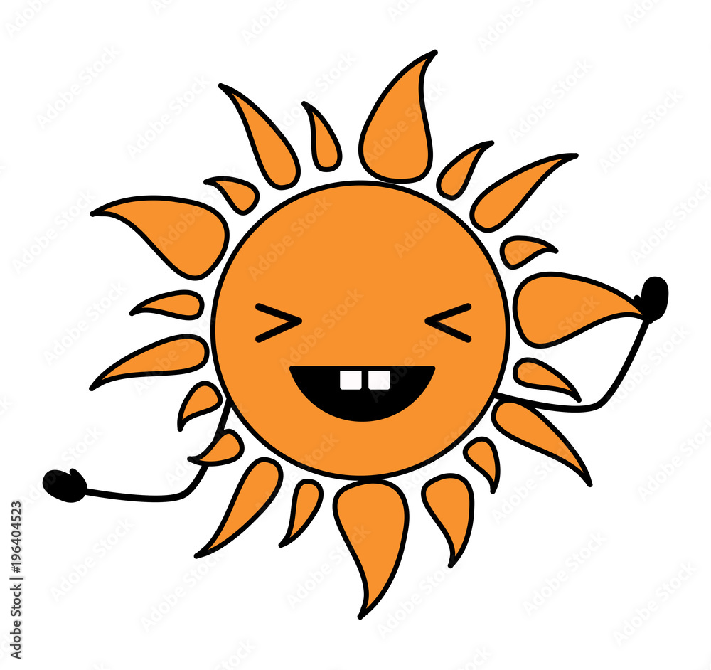 kawaii happy sun icon over white background, colorful design. vector illustration