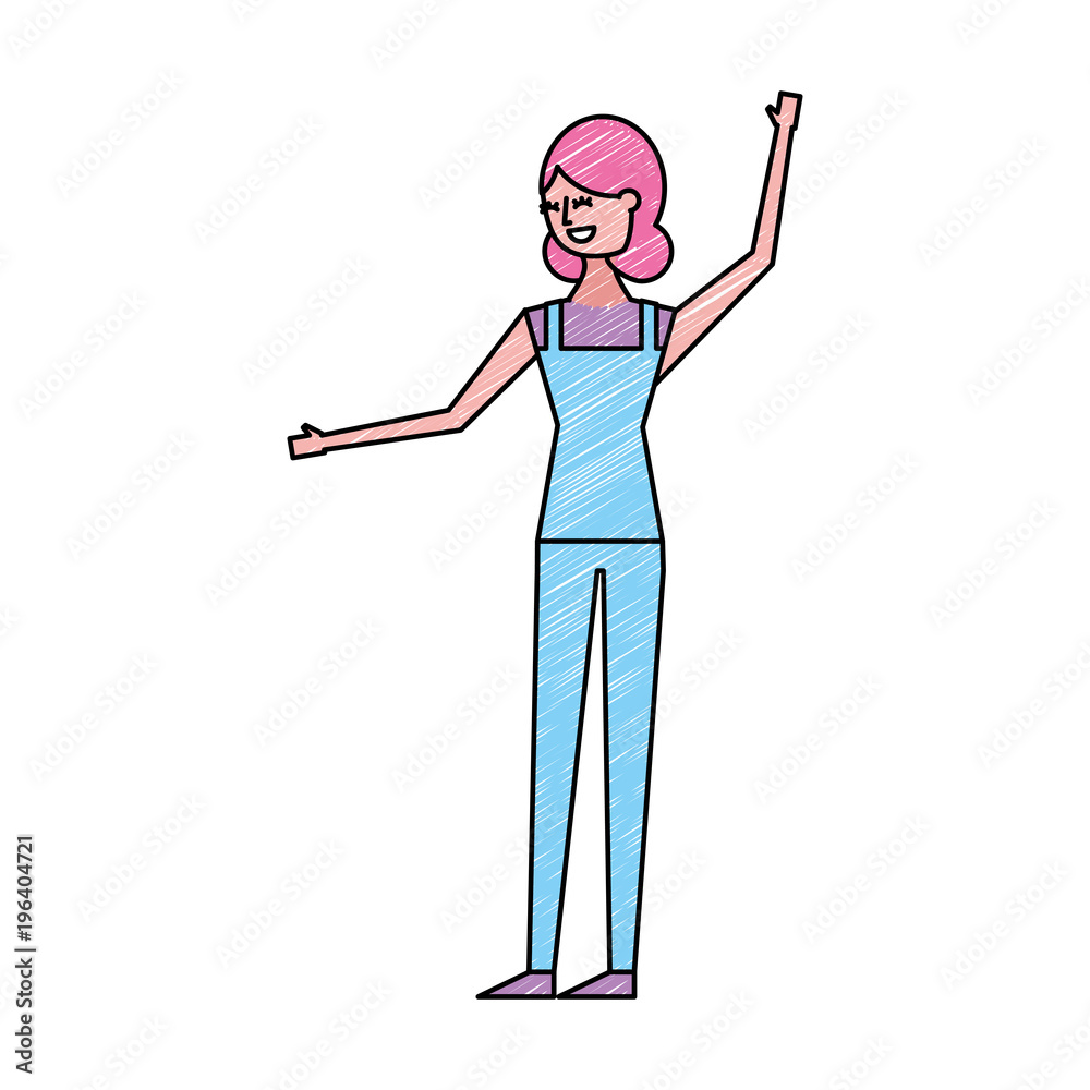 young woman people character gesturing with arms vector illustration drawing color design young woman people character gesturing with arms vector illustration drawing color design