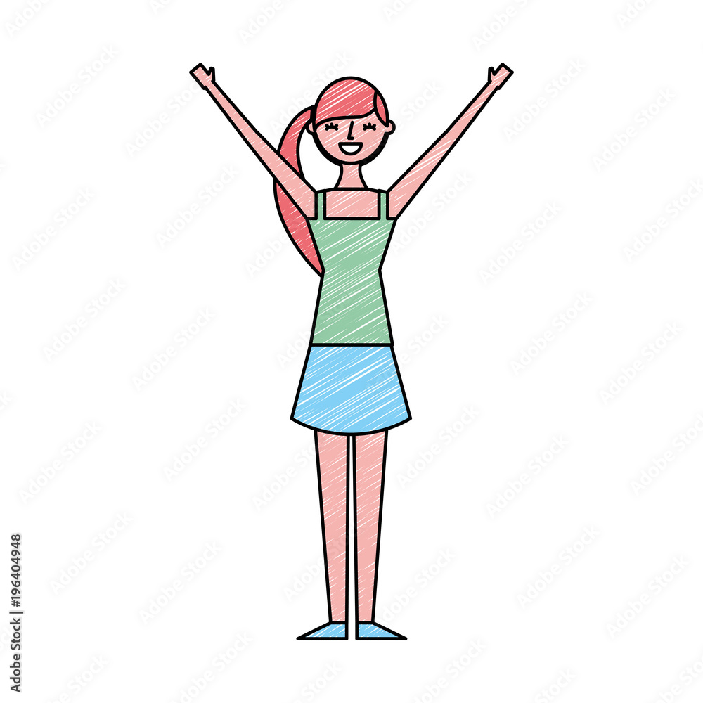 young woman people character gesturing with arms vector illustration drawing color design young woman people character gesturing with arms vector illustration drawing color design