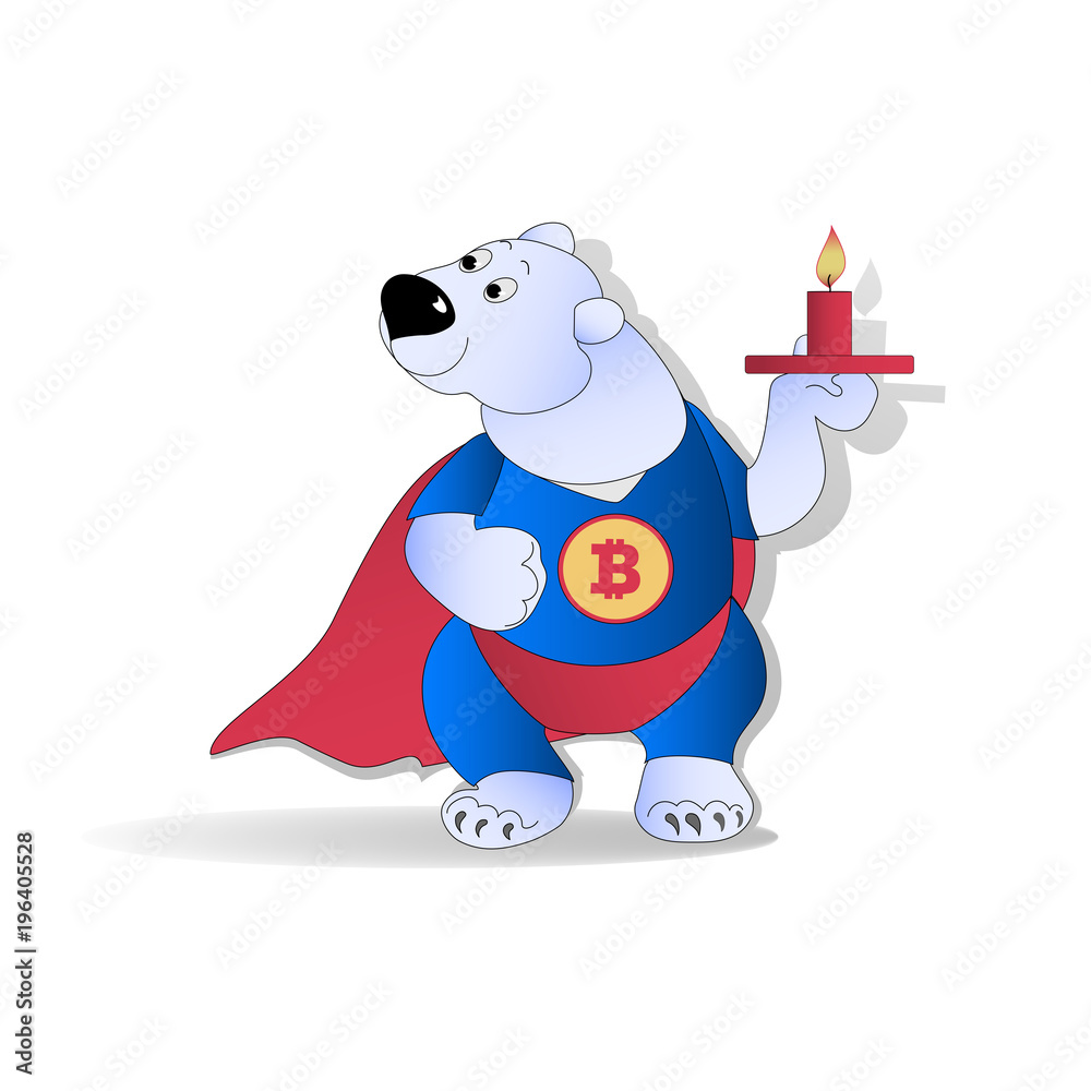 Bear trader and bear candle. Cryptography, illustration of financial technologies, strategy of the game on the exchange crypto-currency. Bear trader and bear candle. Cryptography, illustration of financial technologies, strategy of the game on the exchange crypto-currency.