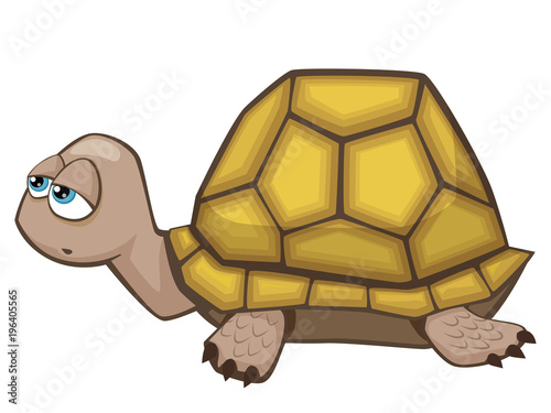 Cute Sleepy Turtle Cartoon Vector Illustration Isolated on White