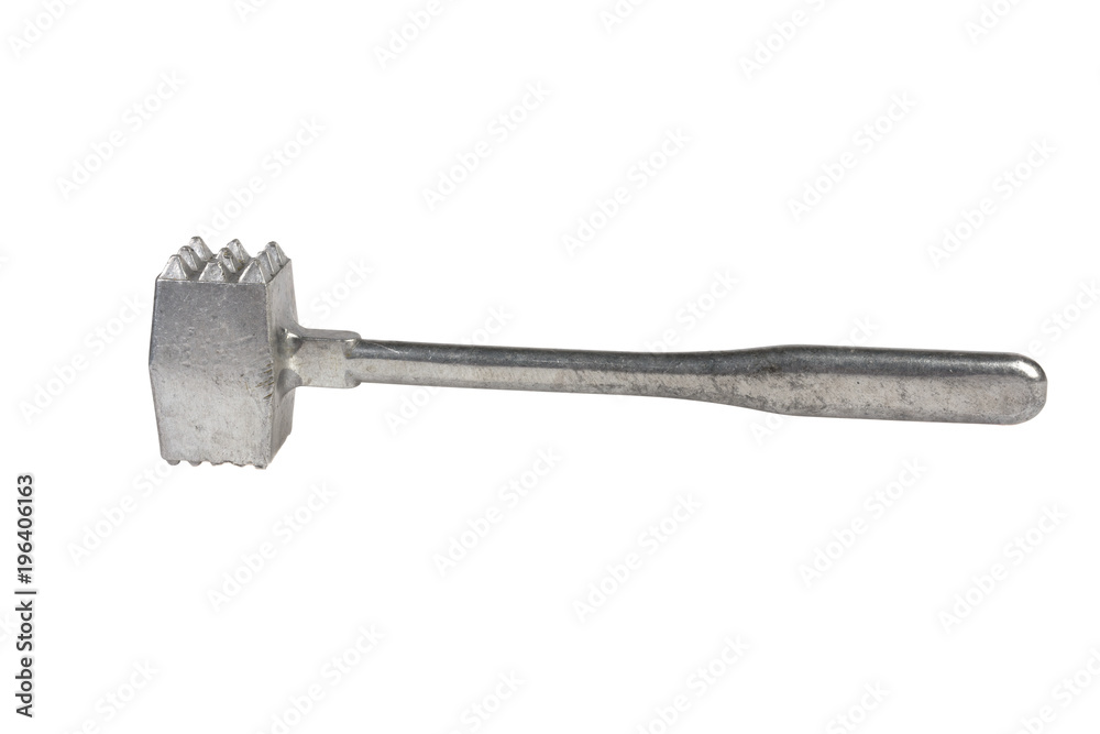 metal hammer for beating meat isolated on white background metal hammer for beating meat isolated on white background