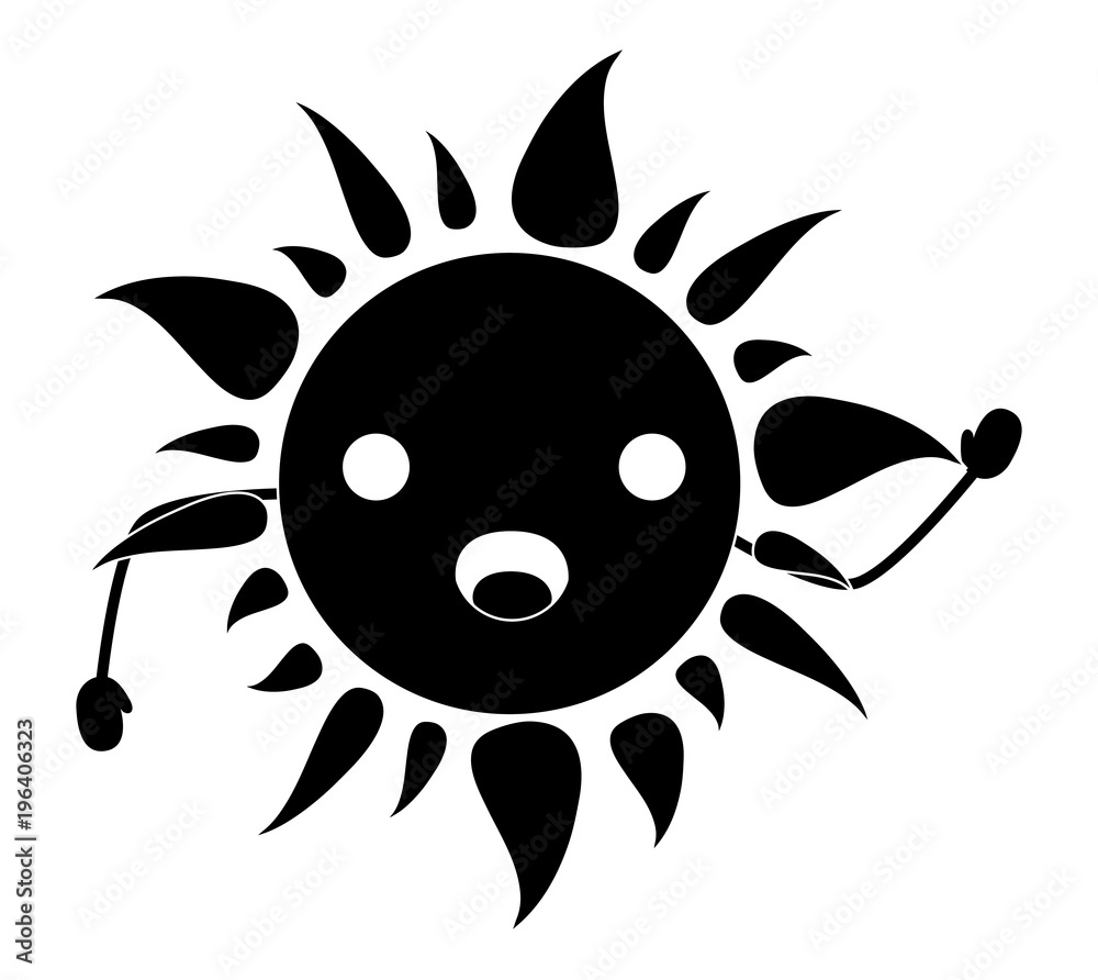 kawaii surprised sun icon over white background, vector illustration