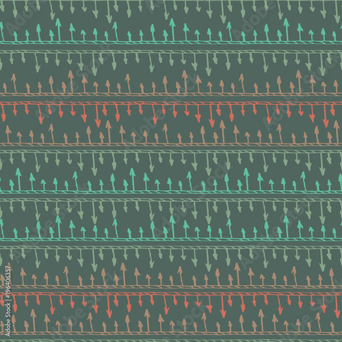 seamless tribal pattern with ethnic motifs, ornament from fence of arrows and spears