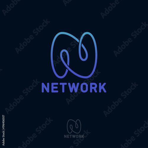 N letter. N monogram. Letter N like a loop. Network style.