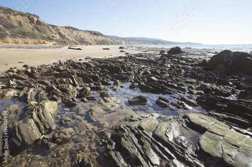Tide pools and beach scenic view