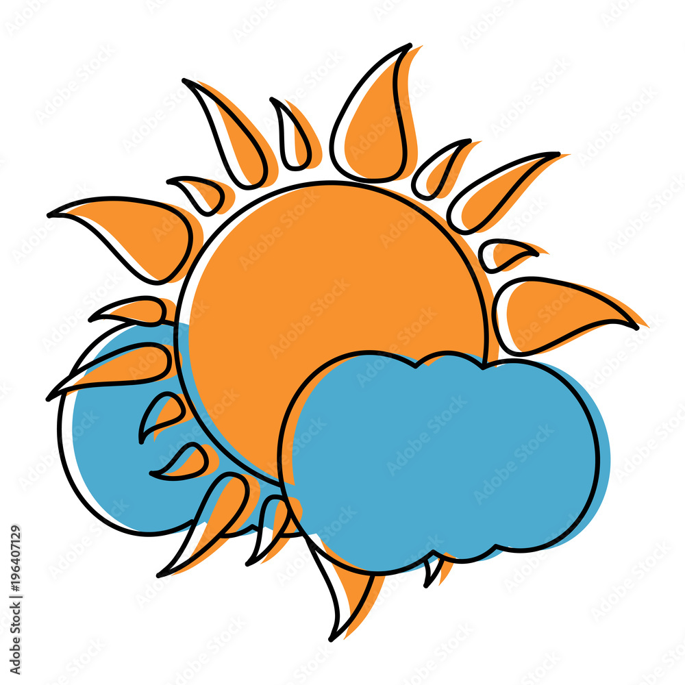 clouds and sun icon over white background, colorful design. vector illustration clouds and sun icon over white background, colorful design. vector illustration