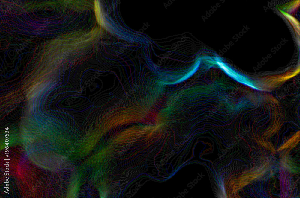 Neon abstract, dark & colorful, wave & line.