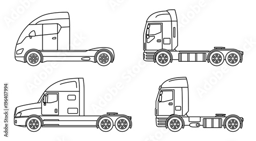Big commercial semi truck with trailer. Trailer truck in flat style isolated.