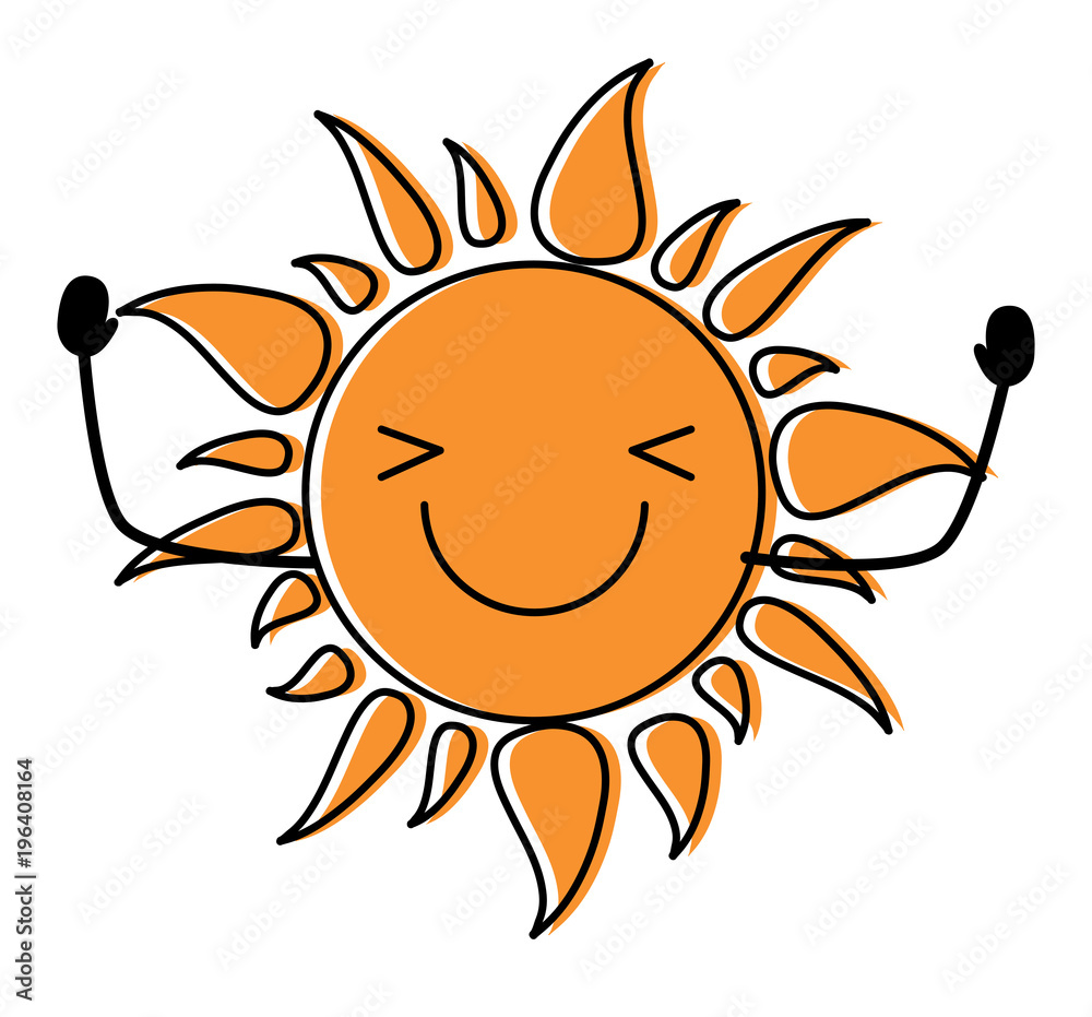 kawaii excited sun icon over white background, colorful design. vector illustration