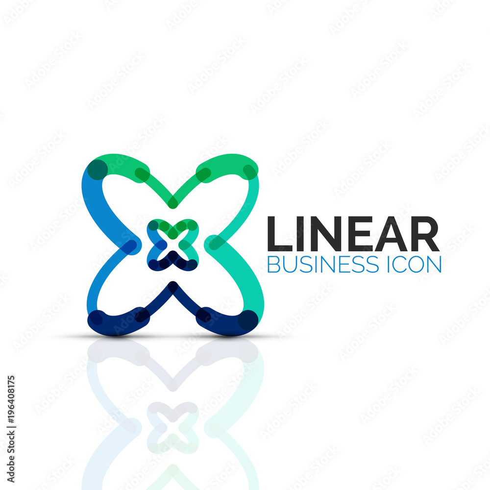 Abstract flower or star, linear thin line icon. Minimalistic business geometric shape symbol created with line segments Abstract flower or star, linear thin line icon. Minimalistic business geometric shape symbol created with line segments