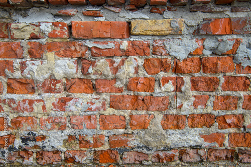 Large red bricks wall. Old wall texture. Grunge wall