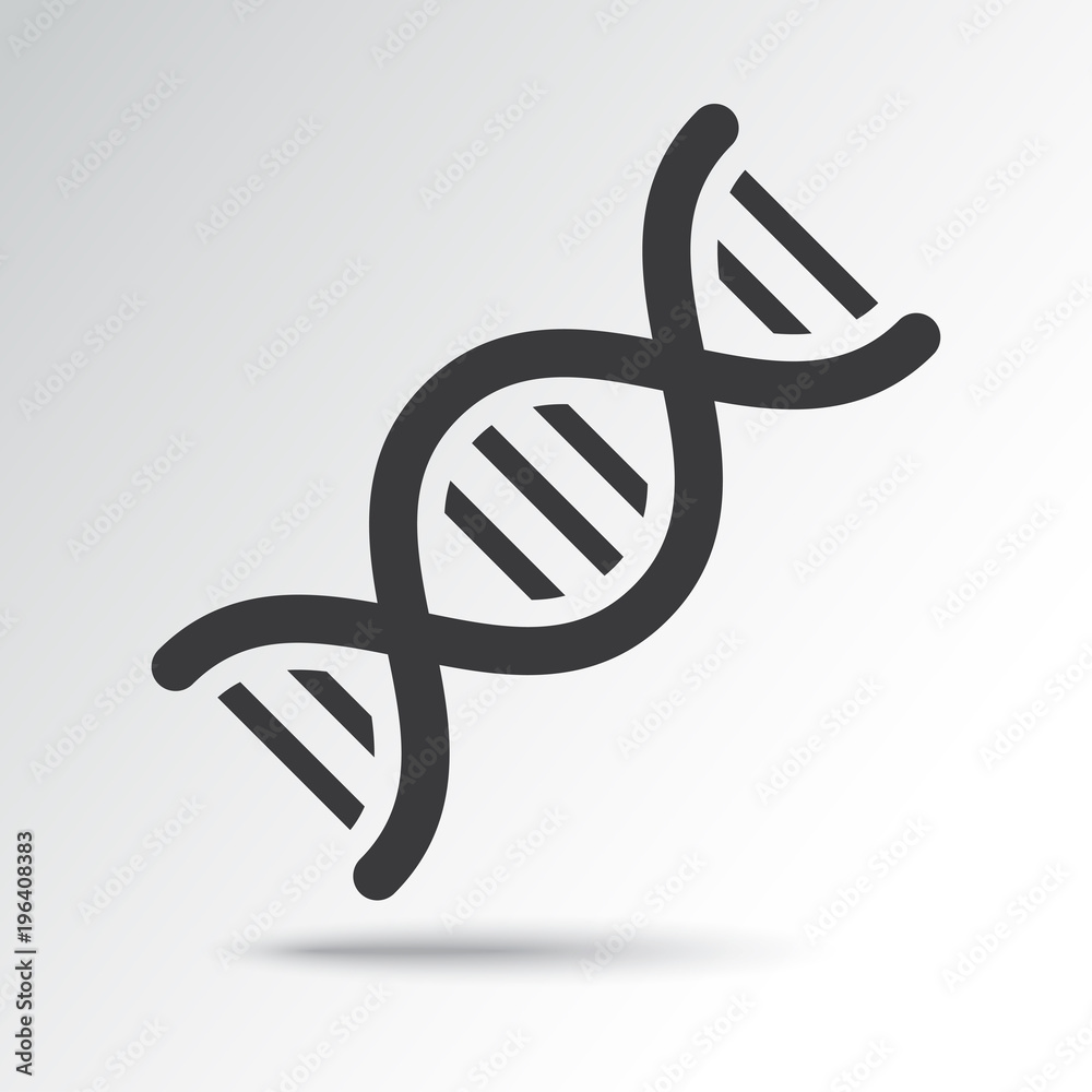 DNA icon with shadow. Black and blue colors. Vector illustration DNA icon with shadow. Black and blue colors. Vector illustration