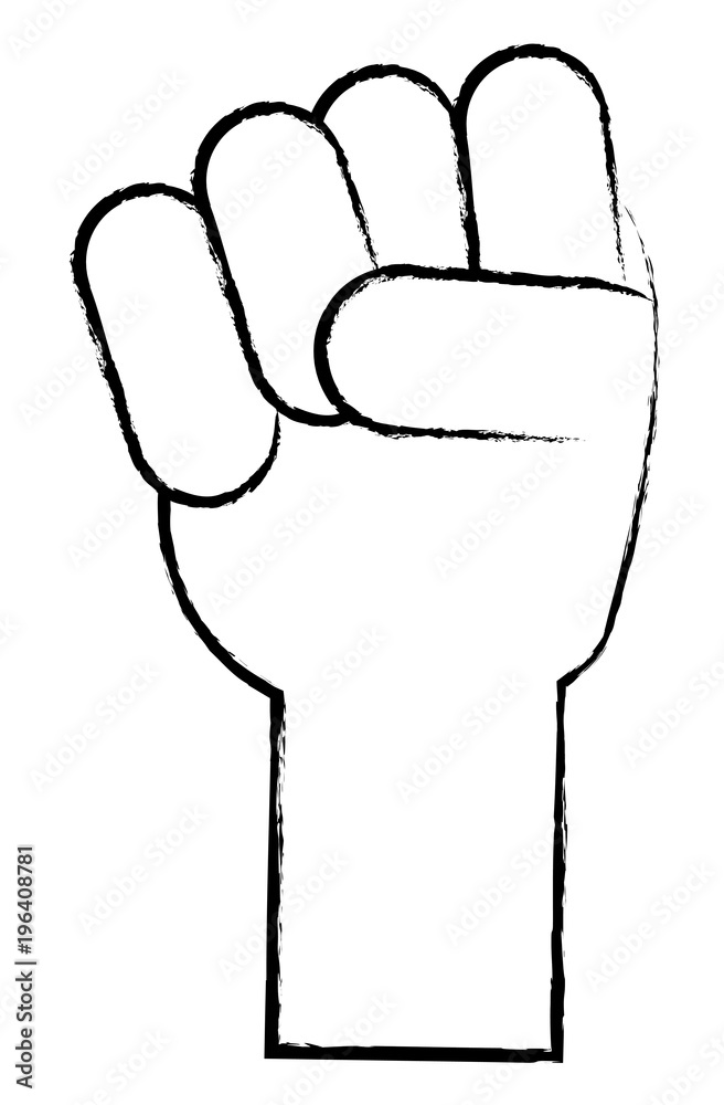 sketch of hand with clenched fist icon over white background, vector illustration sketch of hand with clenched fist icon over white background, vector illustration