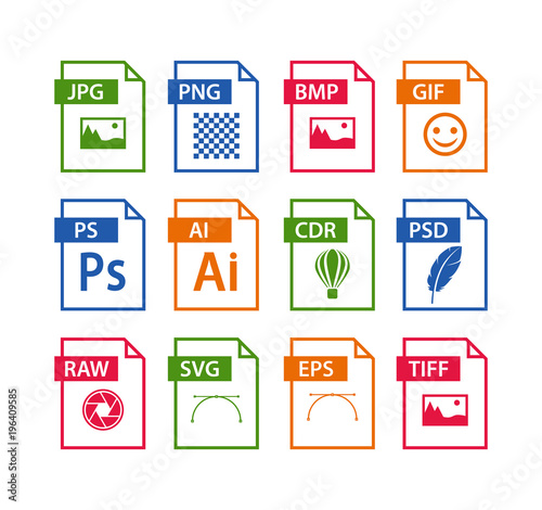 file format icon set. images file type icons. pictures file format icons