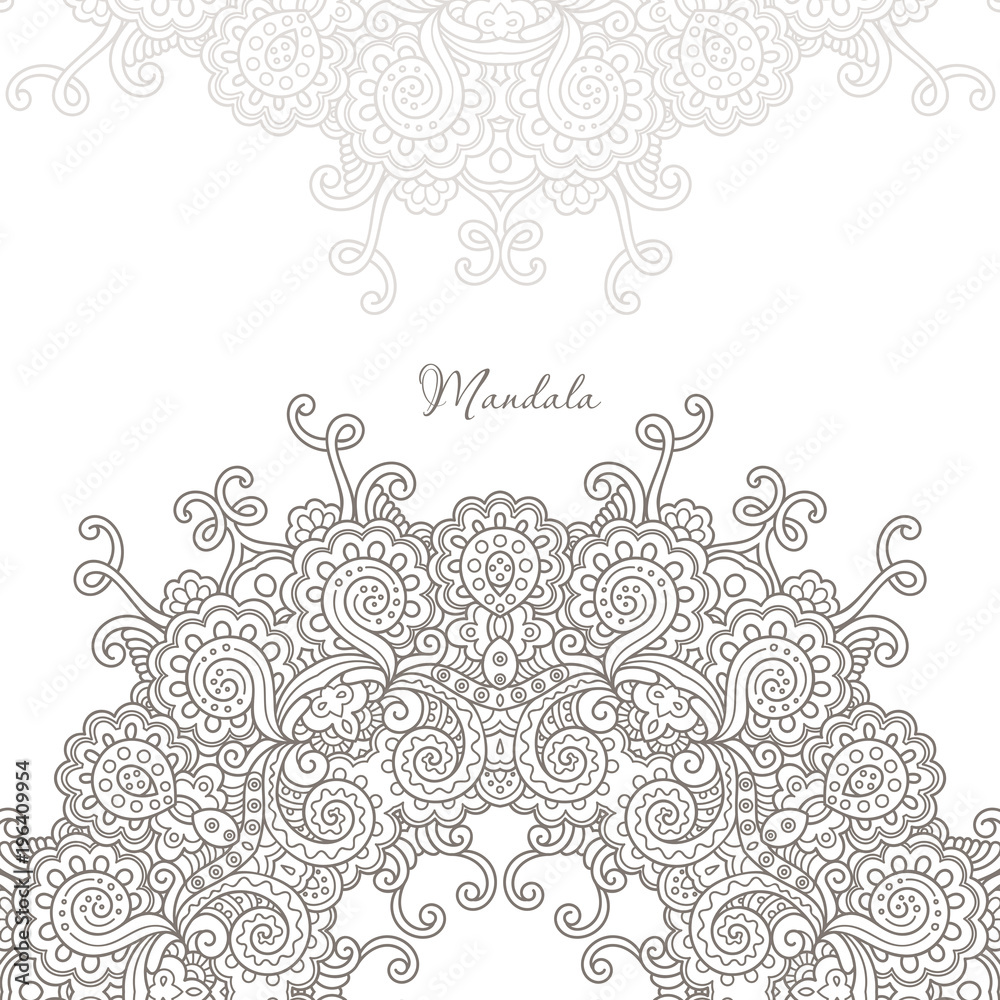 mandala mehndi vector pattern,  ethnic paisley buta hindu oriental ornament, purple curl, floral motif