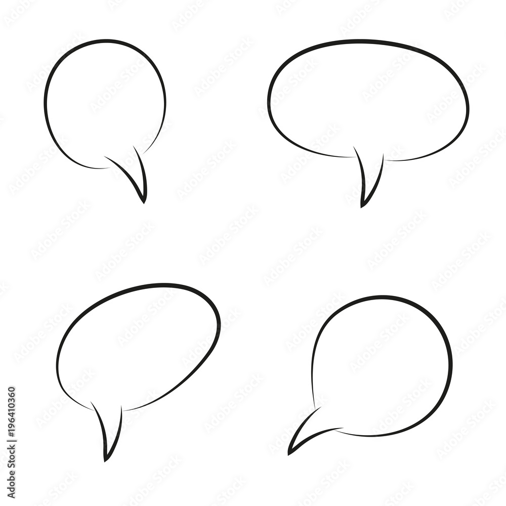 Hand drawn Blank white speech bubbles. Vector illustration Hand drawn Blank white speech bubbles. Vector illustration