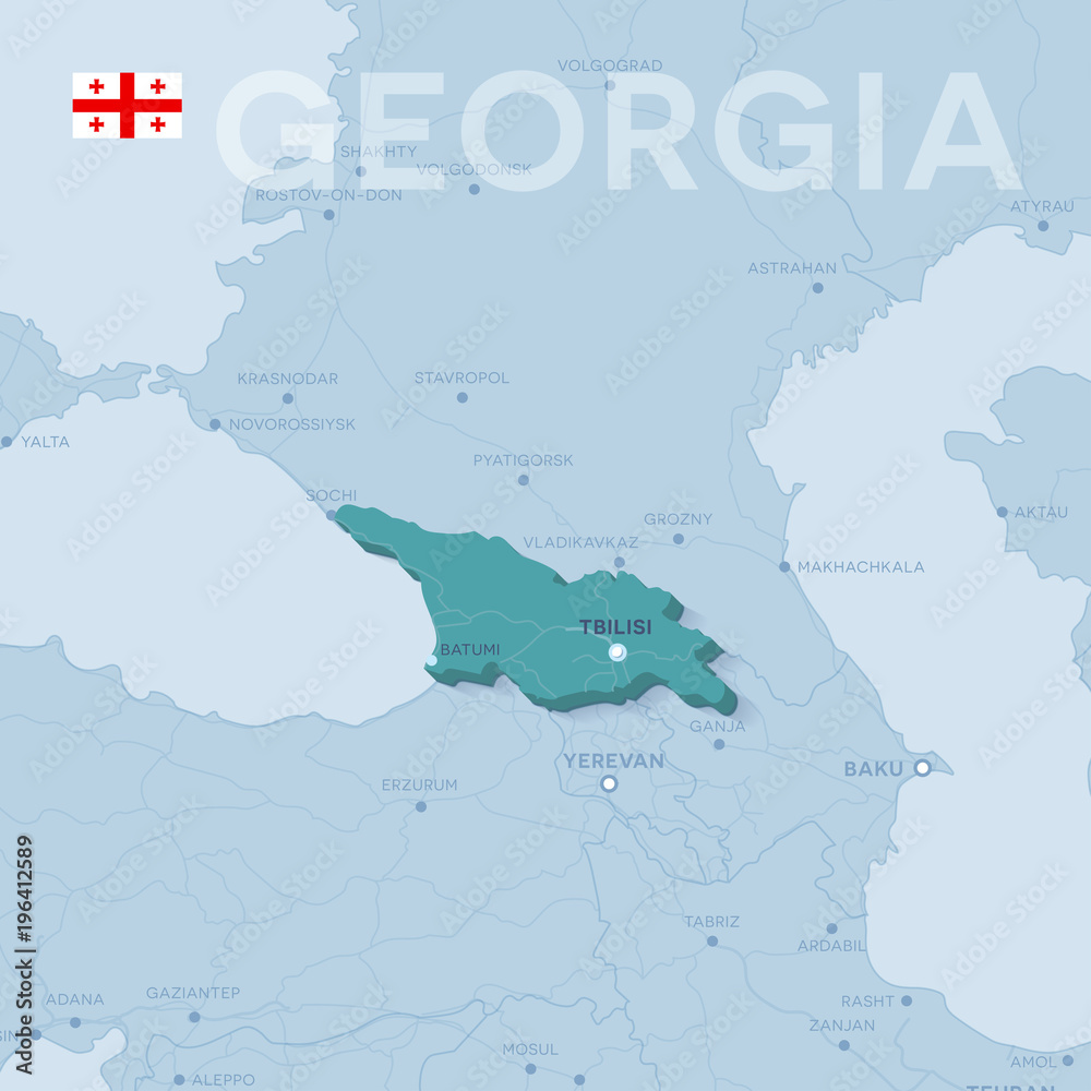 Verctor Map of cities and roads in Georgia.