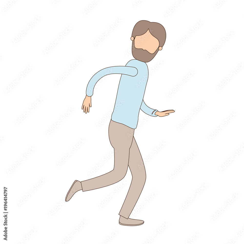 light color caricature faceless full body man bearded running vector illustration light color caricature faceless full body man bearded running vector illustration