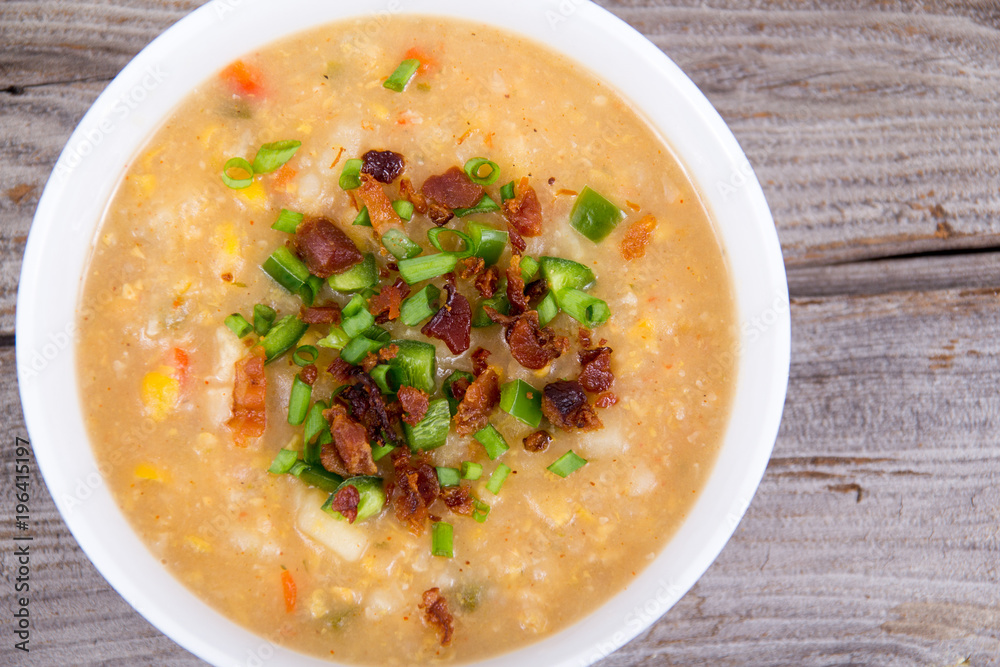 home made corn chowder cream soup