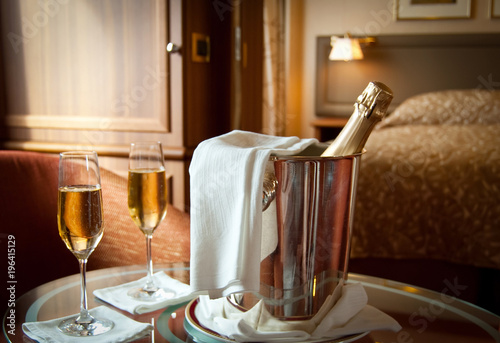 Champagne in hotel room