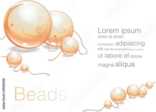 Beads on white background