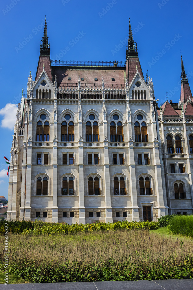 Famous Hungarian Parliament Building (or House of Nation, 1896) - one of Europe's oldest legislative buildings, is world's third largest Parliament building and popular tourist destination of Budapest