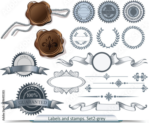 Set of grey vector labels and stamps