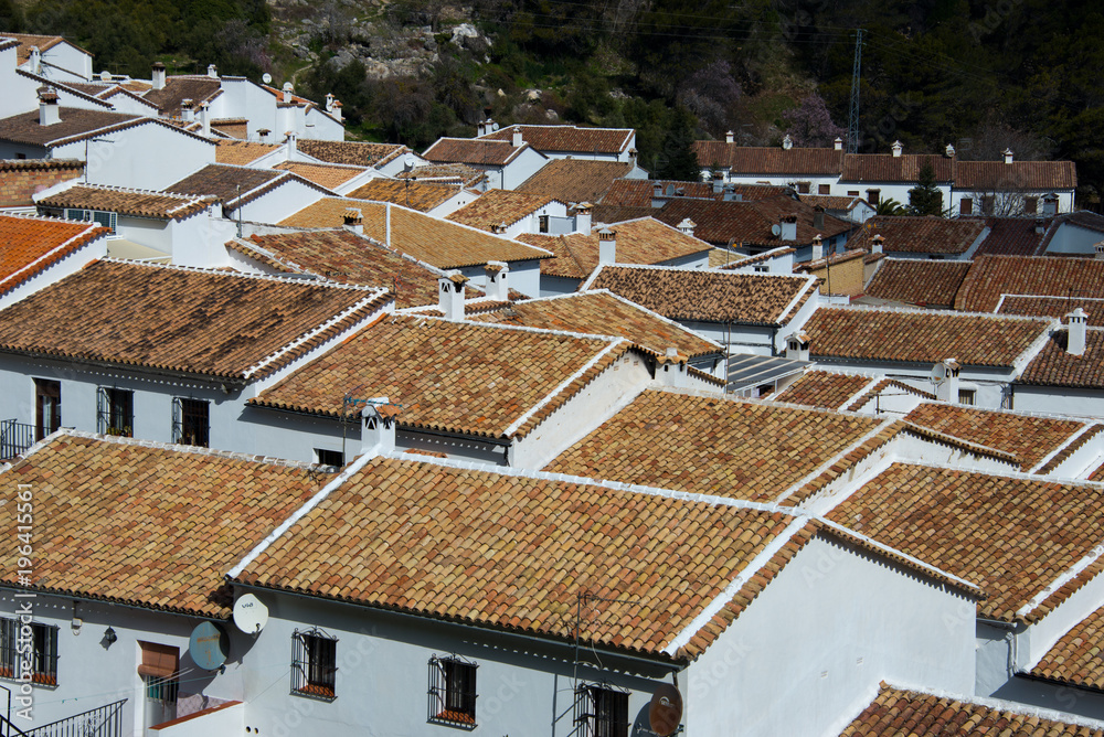 roof patterns of andalusian white village grazalema, spain