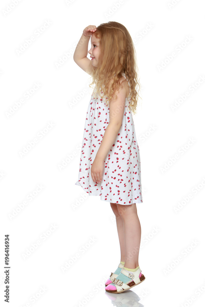 Little girl is showing a finger Little girl is showing a finger