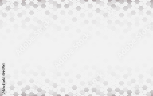 White abstract background with hexagon. Grey abstract. Futuristic Technology and texture concept. Blank and copy space for text.