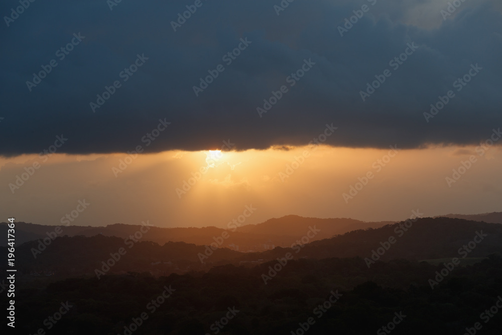 Canal of Panama With Cloudy Sky At Sunset