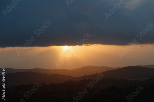 Canal of Panama With Cloudy Sky At Sunset