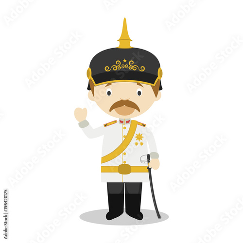 Otto von Bismarck cartoon character. Vector Illustration. Kids History Collection.