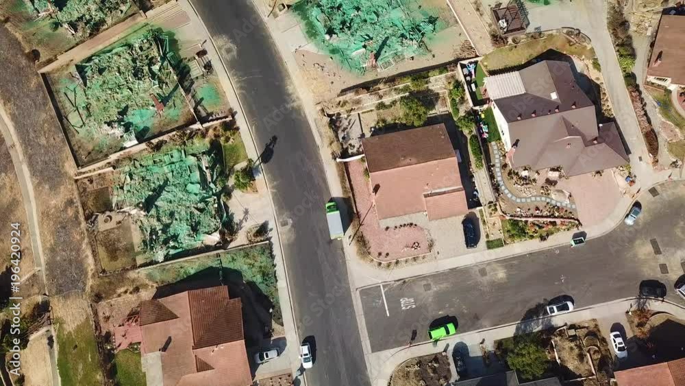 2017 - aerial over a neighborhood in Ventura, California destroyed by the Thomas fire. 2017 - aerial over a neighborhood in Ventura, California destroyed by the Thomas fire.