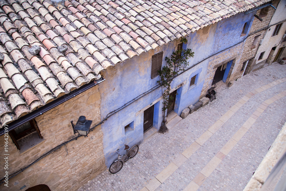 Valderrobres, Spain - March 10, 2018: Old bicycle in the street, from Valderrobres a village in the Matarranya district is one of the most beautiful cities of Teruel in Spain