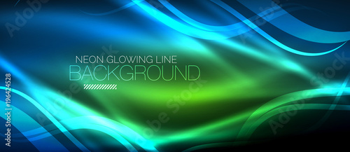 Neon blue elegant smooth wave lines digital abstract background