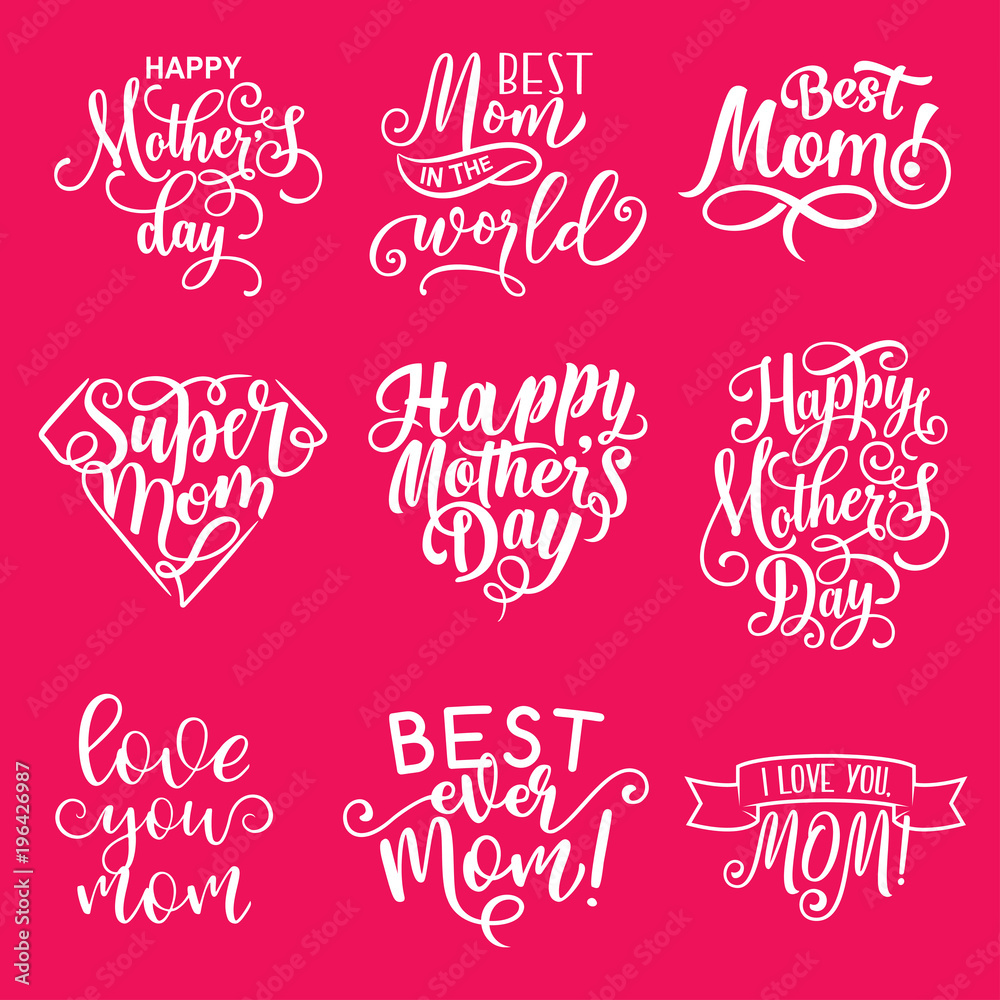 Happy Mother Day lettering greeting card design