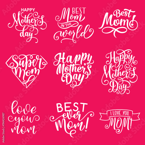 Happy Mother Day lettering greeting card design