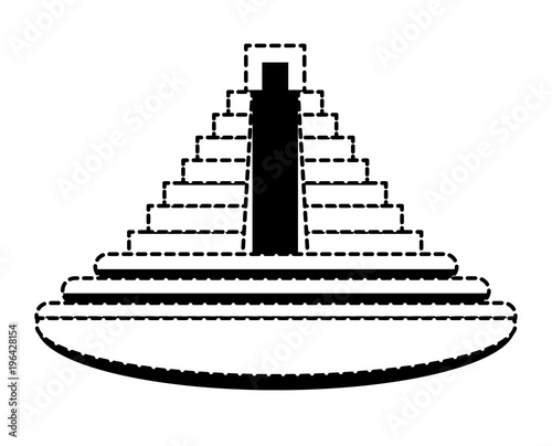 mexican pyramid surrounded by water  over white background, vector illustration
