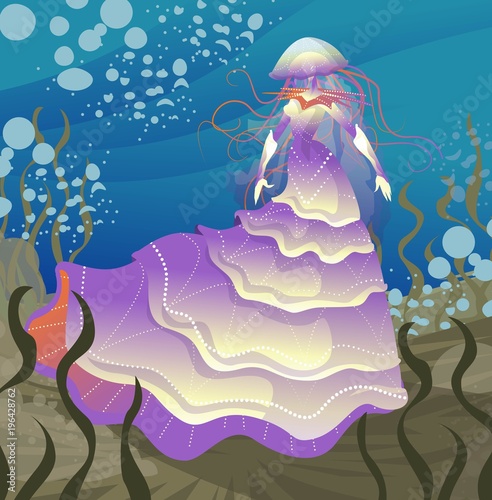 jellyfish woman in water