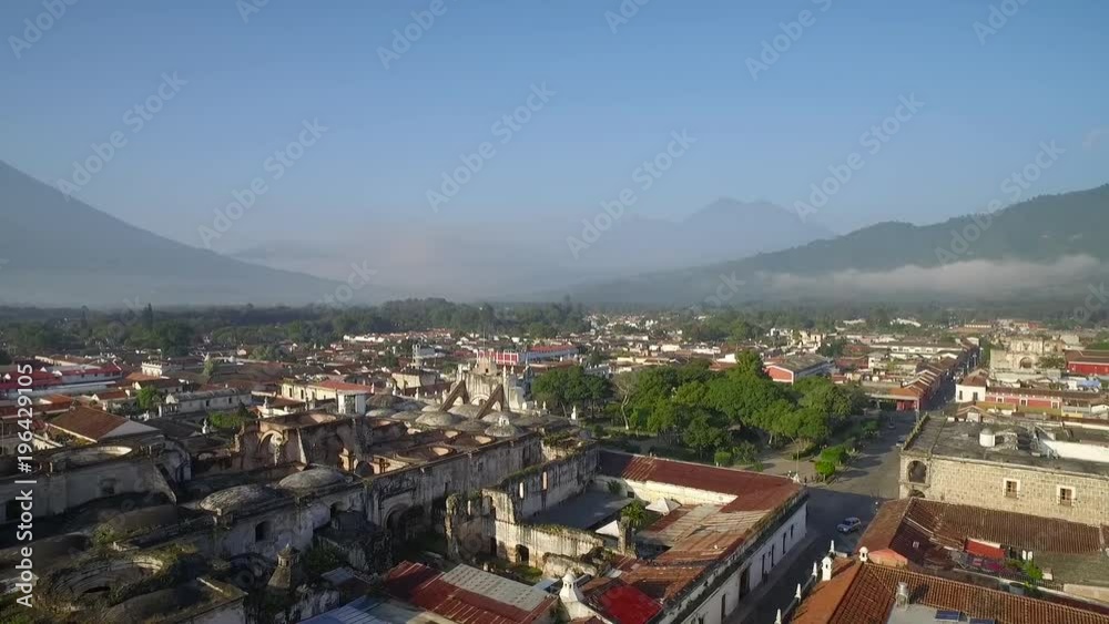 Beautiful aerial shot over the colonial Central American city of Antigua, Guatemala. Beautiful aerial shot over the colonial Central American city of Antigua, Guatemala.