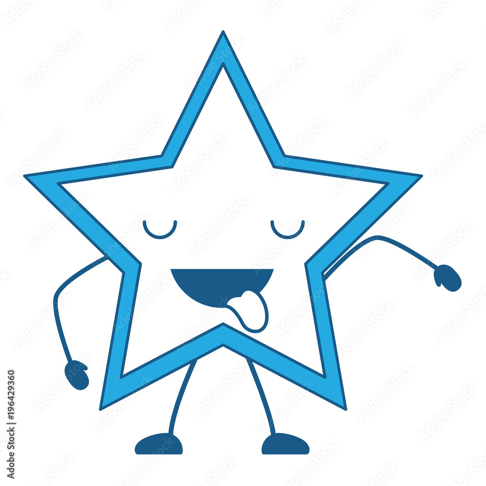kawaii star showing the tongue over white background, blue shading vector illustration kawaii star showing the tongue over white background, blue shading vector illustration