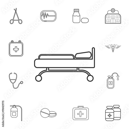 Hospital bed and cross icon. Detailed set of medicine outline icons. Premium quality graphic design icon. One of the collection icons for websites, web design, mobile app