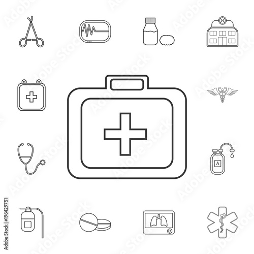 Line icon. First aid kit. Detailed set of medicine outline icons. Premium quality graphic design icon. One of the collection icons for websites, web design, mobile app