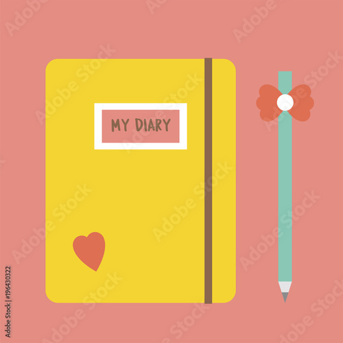 Illustration of diary with pencil