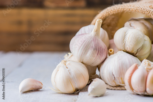 Garlic Cloves and Bulb for food cooking in the kitchen photo