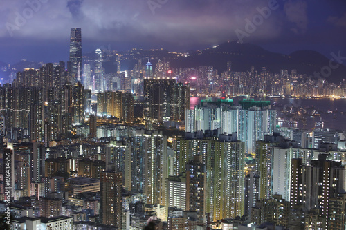 The skyline of Kowloon at night photo
