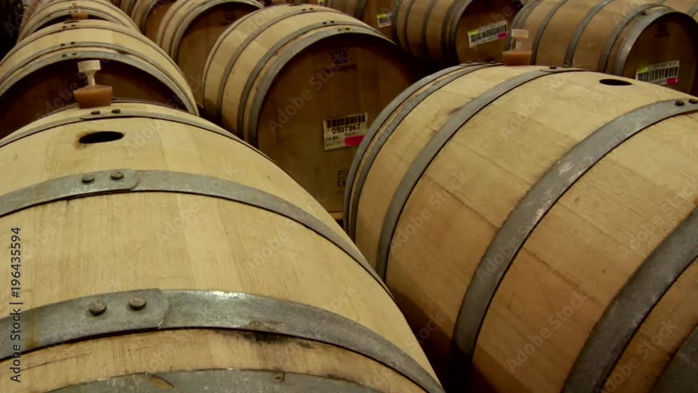 Wine barrels in a Santa Barbara County winery, California. Wine barrels in a Santa Barbara County winery, California.